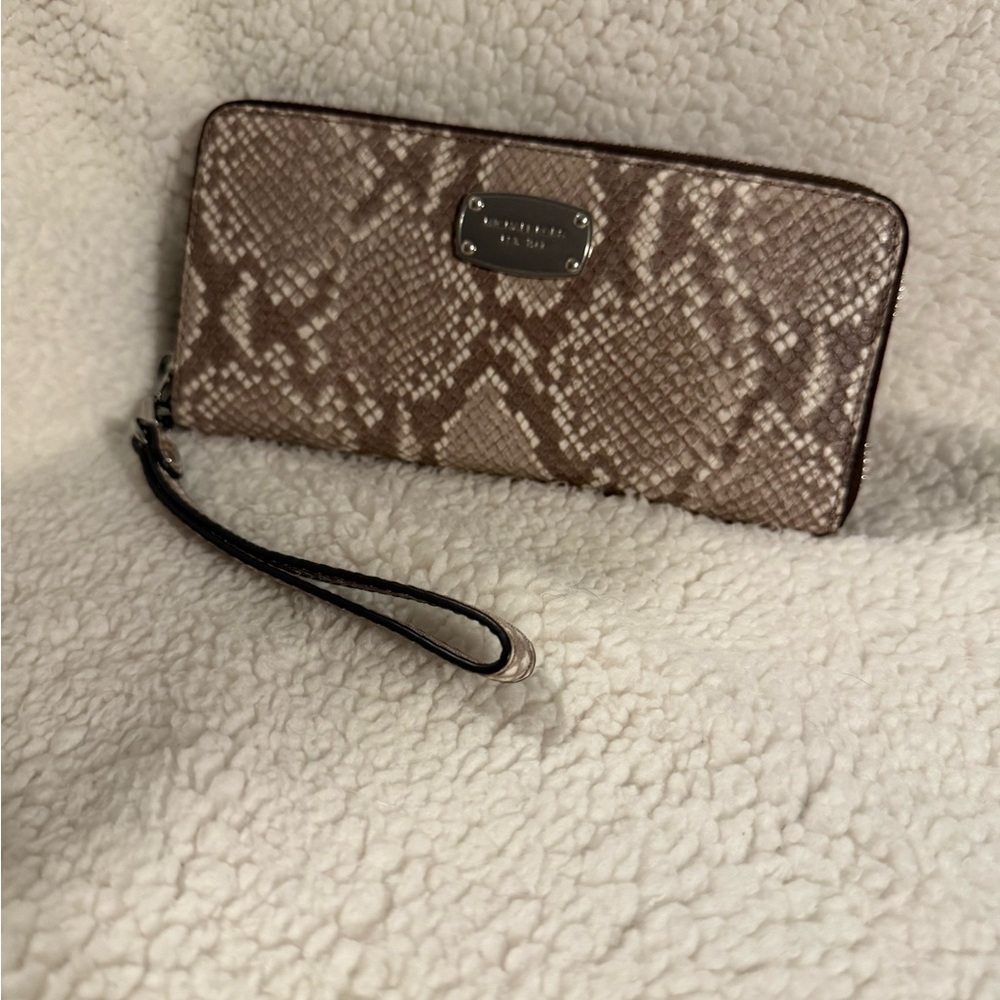 Michael Kors Tan Snake Print Wristlet